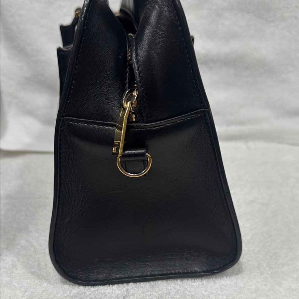 Saint Laurent Black Leather Tote with Gold Logo - Picture 2 of 9